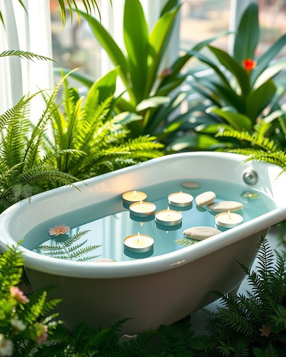 floating candles bathtub garden