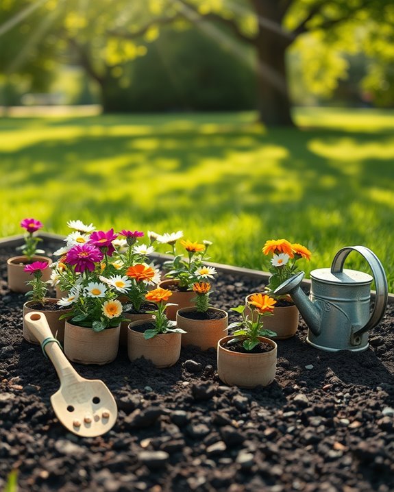flower planting together activity
