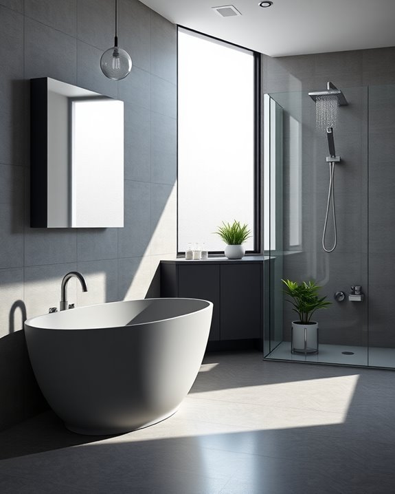 futuristic grey bathroom fixtures