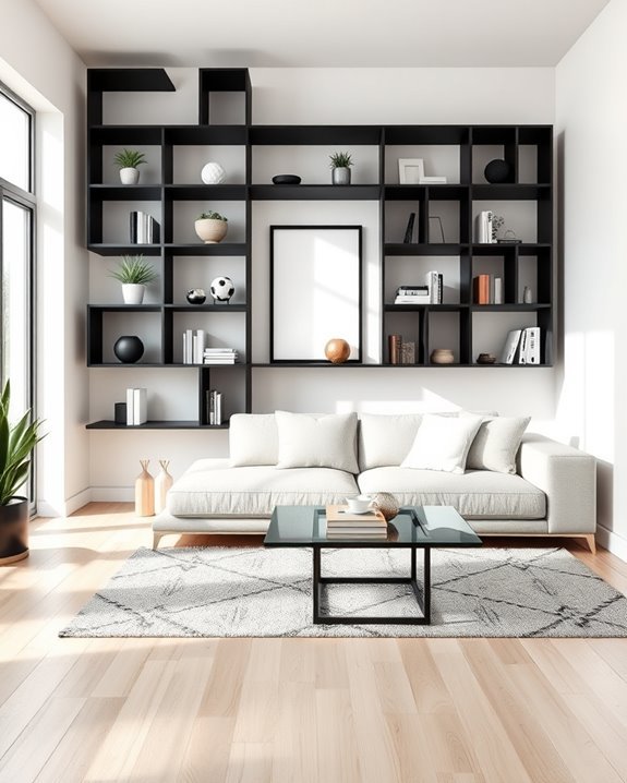 geometric black cube shelves