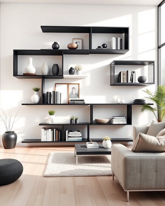 geometric black shelf designs