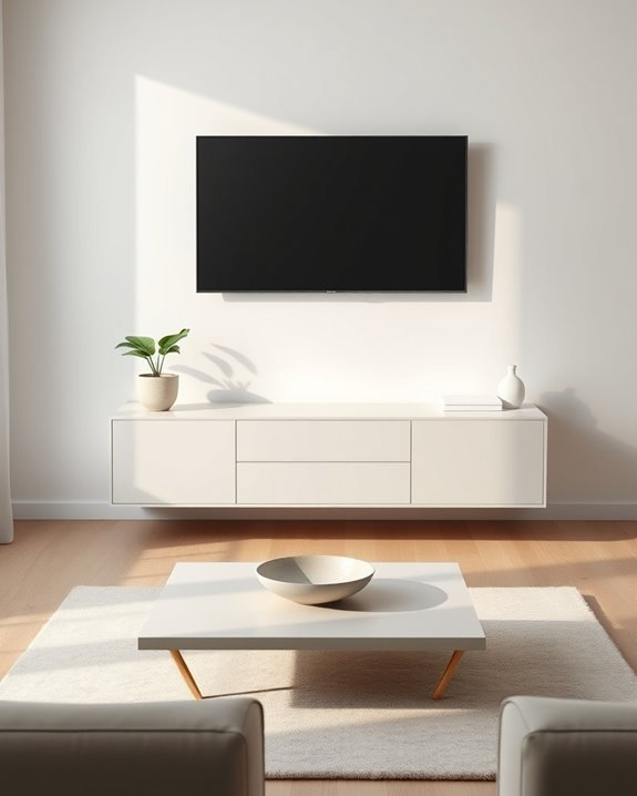 geometric floating tv stand