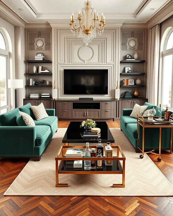glamorous art deco media room