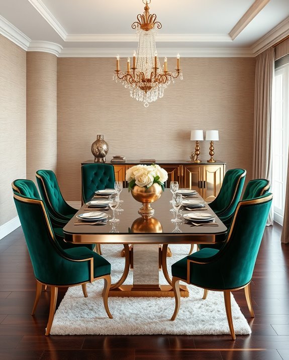 glamorous metallic dining accents