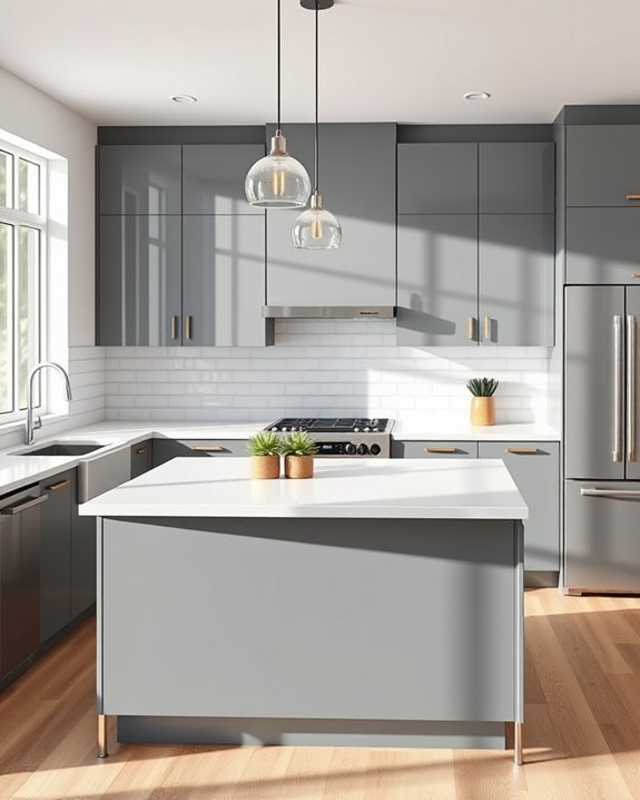glossy grey cabinet elegance