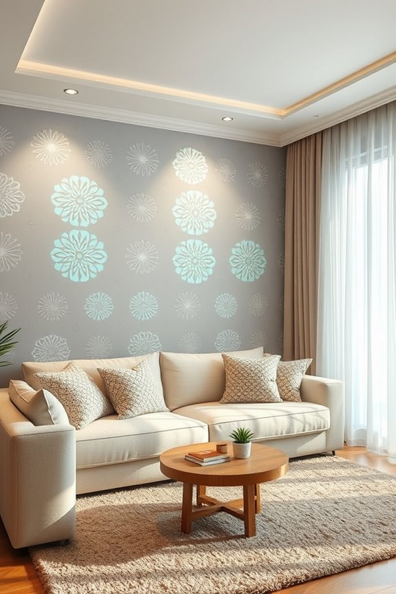 glow in the dark stenciled wall