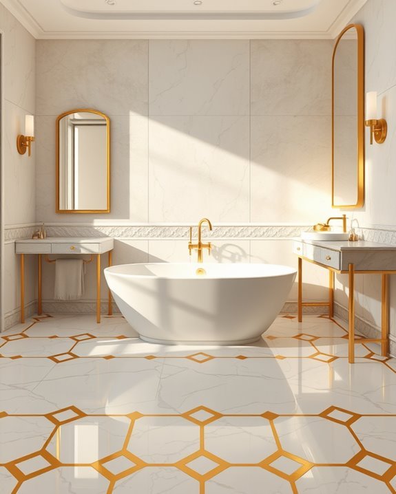 gold accents elevate bathrooms