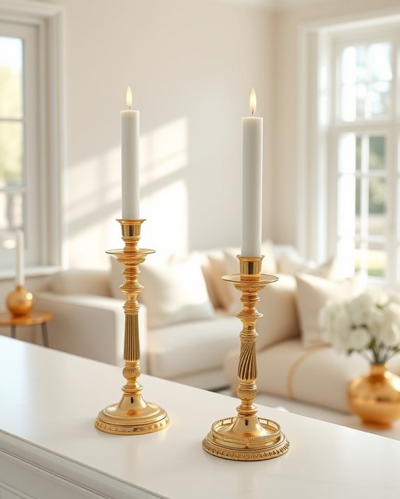 gold candlesticks enhance elegance