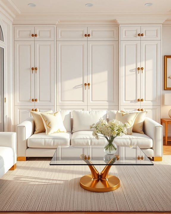 gold knobs white cabinetry