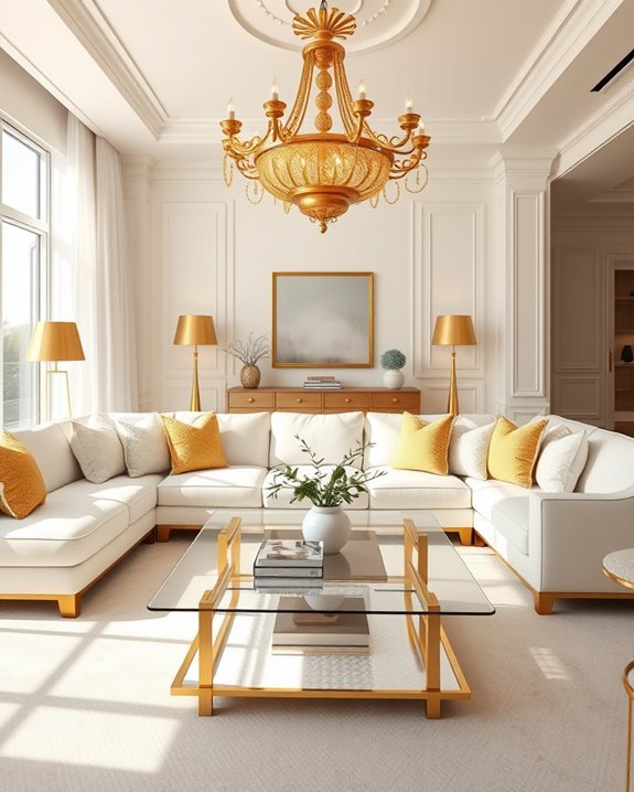 gold lighting enhances decor