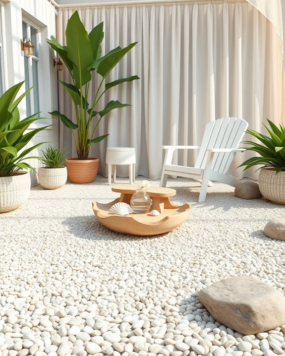gravel beach inspired patio design