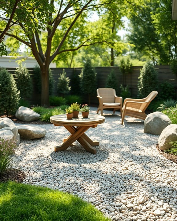 gravel defines outdoor spaces