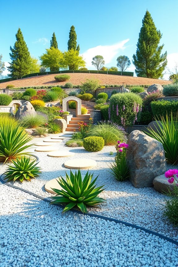 gravel mulch enhances garden aesthetics