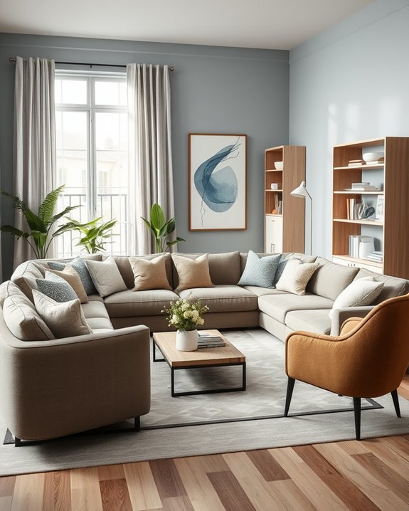 grey blue and earthy tones