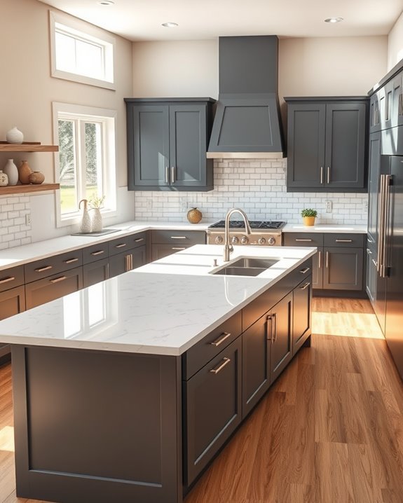 grey cabinets with colors