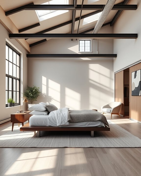 harmonious loft bedroom design