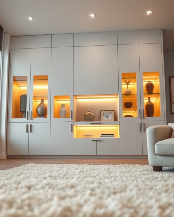 illuminated built in cupboards