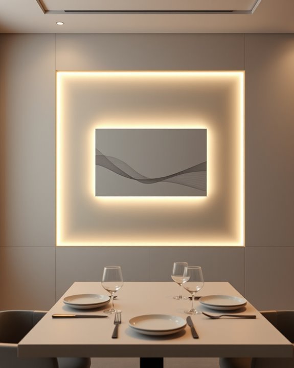 illuminated dining space features