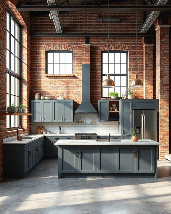 industrial chic grey cabinets