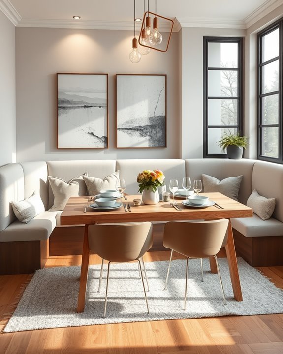 inviting banquette with lighting