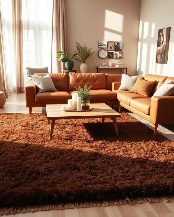 layered brown rugs warmth