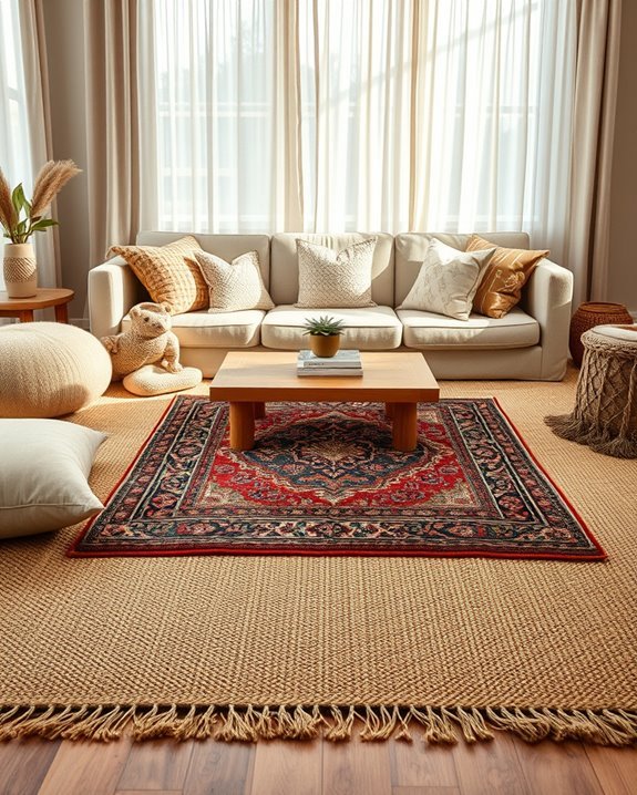 layered rugs for depth