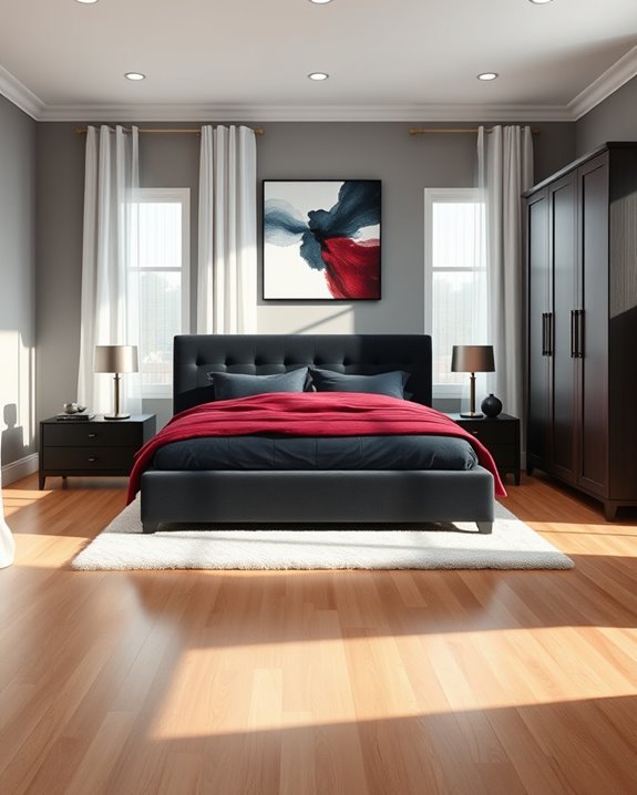 light flooring dark furniture contrast