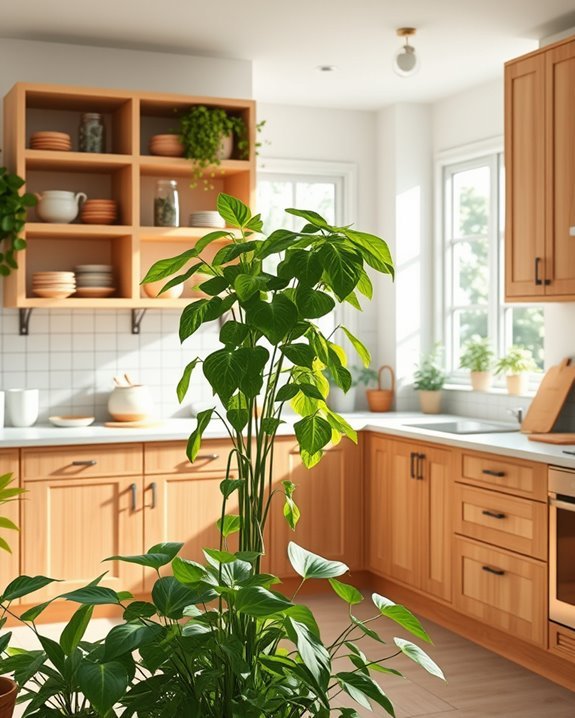 lively floor plants enhance kitchens