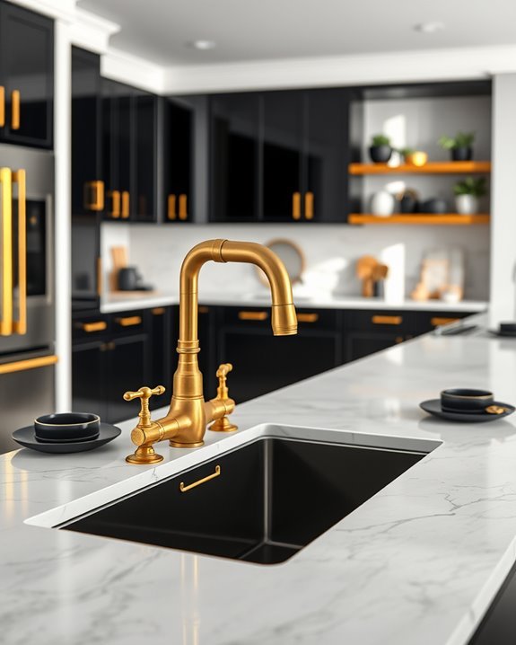 luxe gold faucet centerpiece