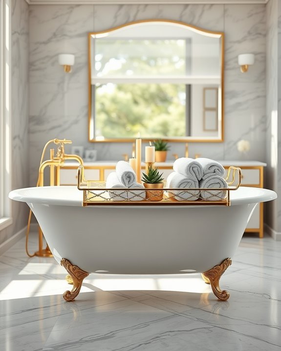 luxurious gold bathtub caddies