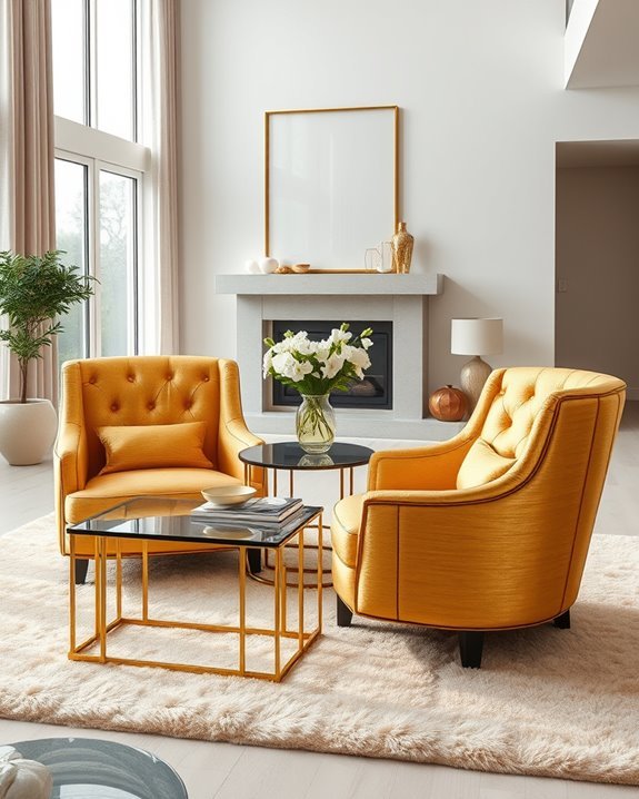 luxurious gold upholstered chairs