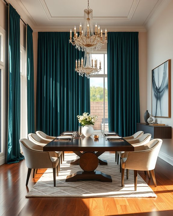 luxurious patterned dining drapery