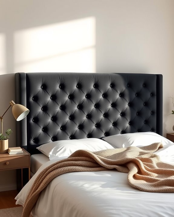 luxurious velvet tufted headboard
