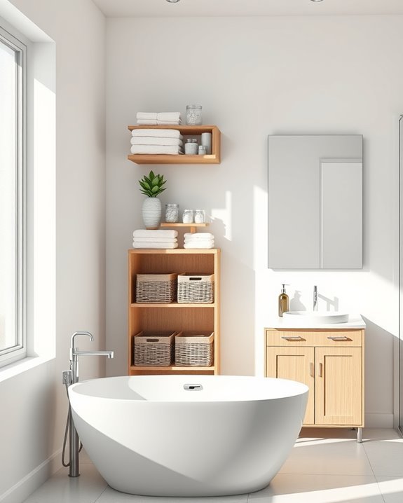 maximize bathroom vertical storage
