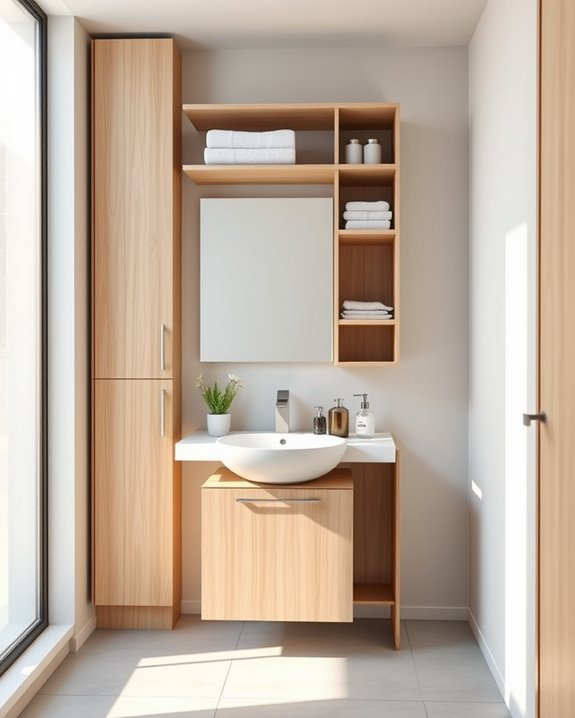 maximize vertical bathroom storage