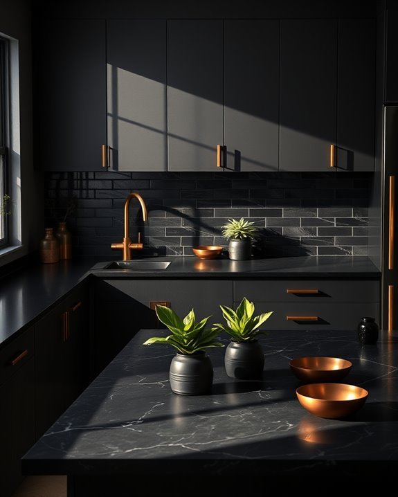 metallic accents enhance ambiance