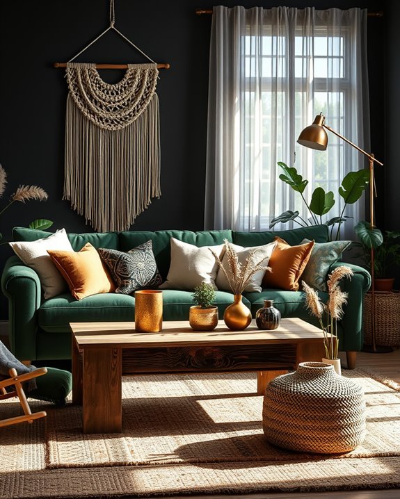 metallic accents enhance decor