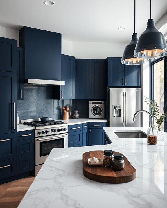 midnight blue kitchen accents