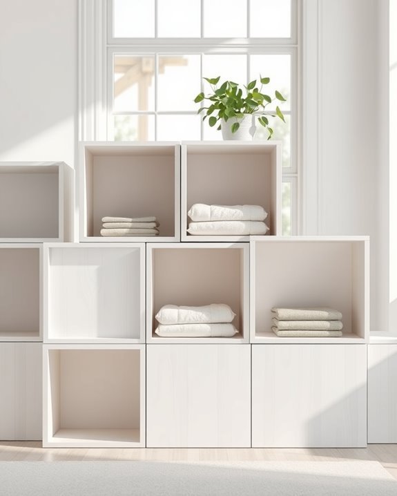minimalist whitewash storage solution