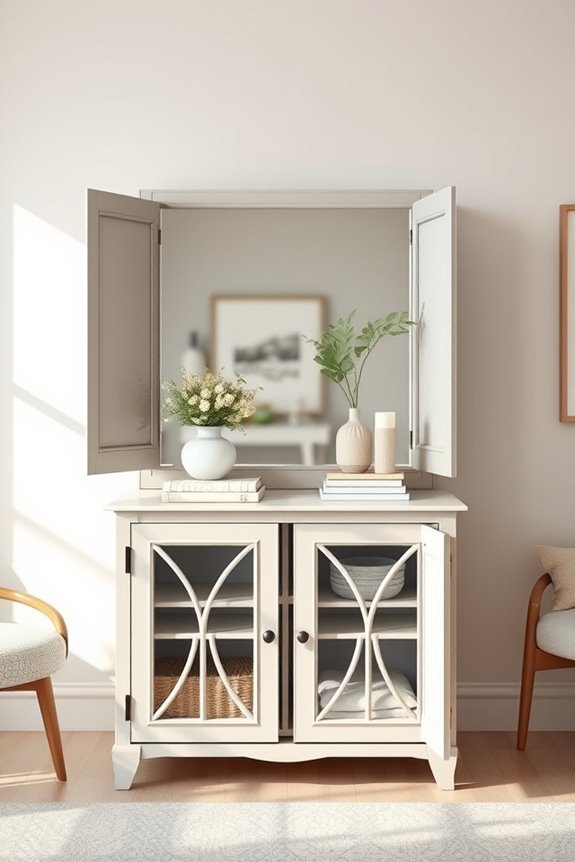 mirror backing enhances decor