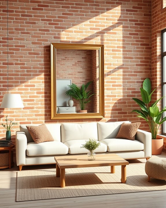mirrors enhance brick walls