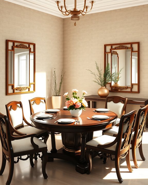mirrors enhance dining ambiance