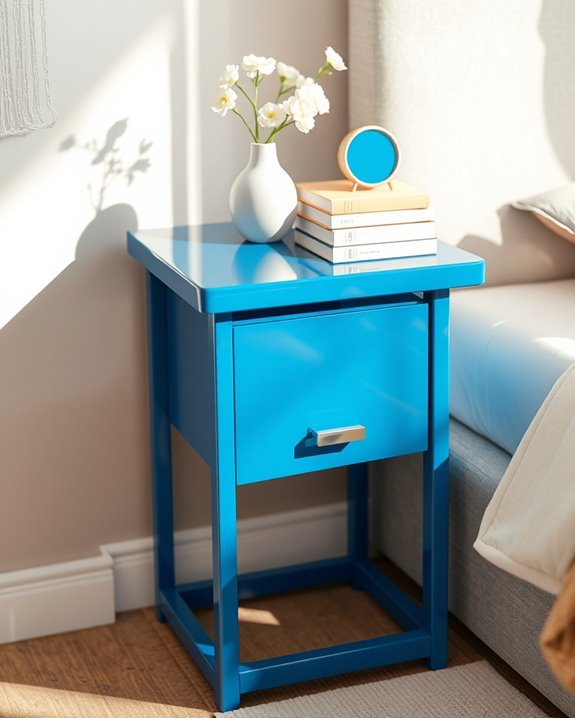 modern blue bedside table