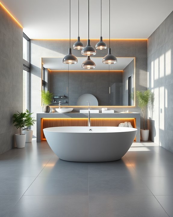 modern grey bathroom lighting