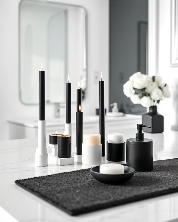 monochrome candle decor elegance