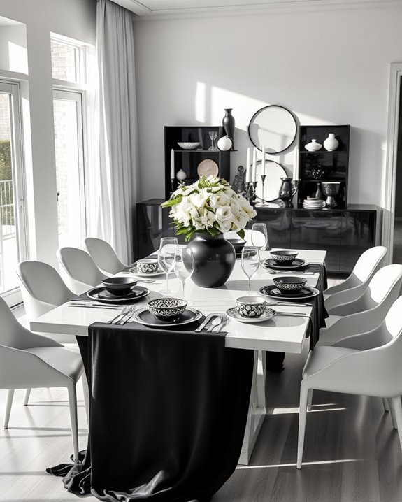 monochrome dining room accessories