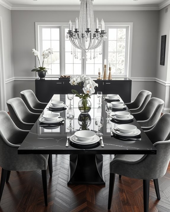 monochrome elegance in dining