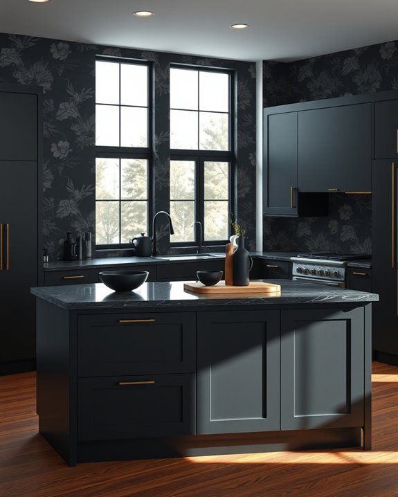 moody wallpaper kitchen transformation
