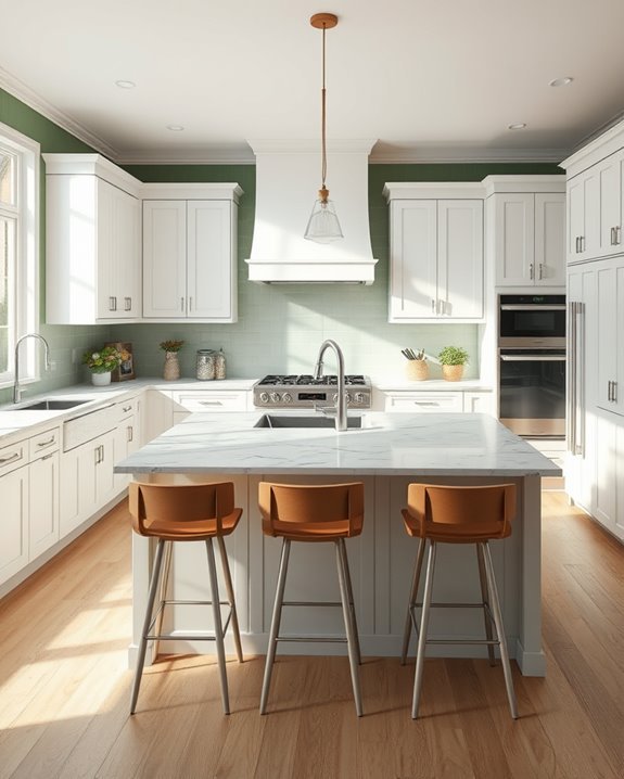 moss green and beadboard