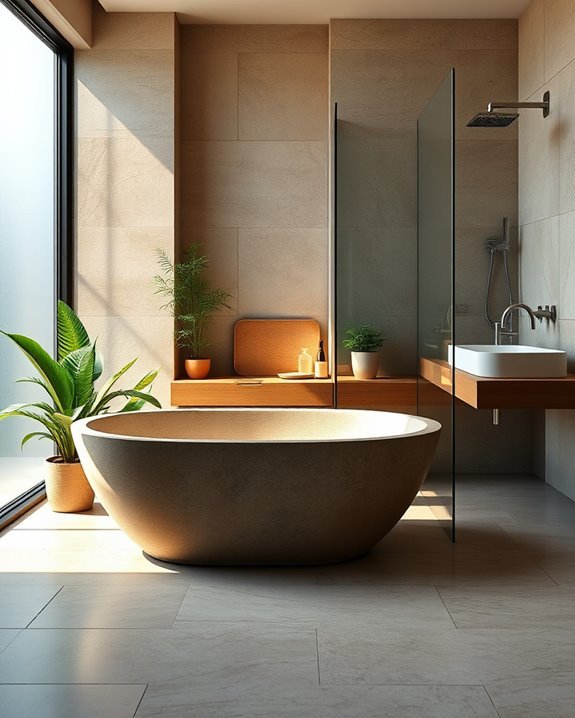 natural materials enhance bathrooms
